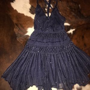 Free People navy blue lace beaded dress